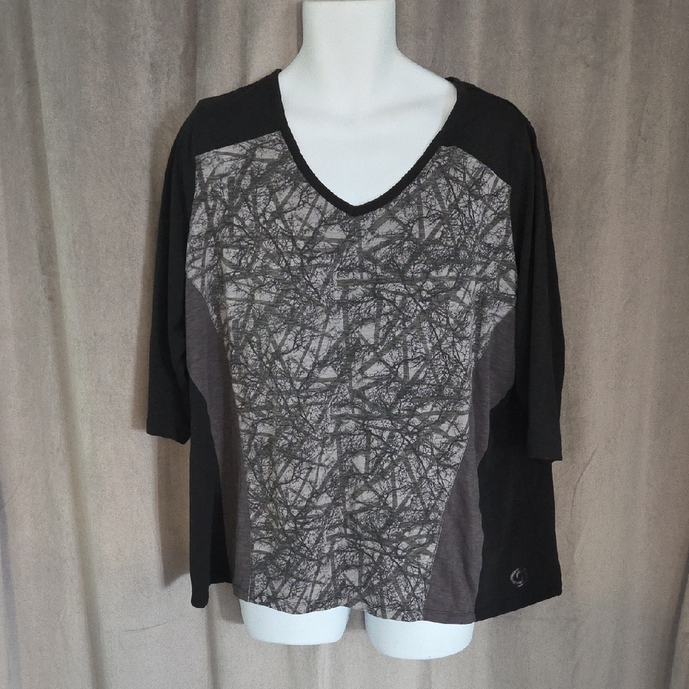 Active Zone 2x Black and Gray Half Sleeve Top
